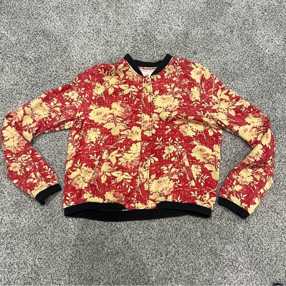 NWT Ralph Lauren Denim & Supply Red Floral Tencel Bomber Jacket Women’s Size L